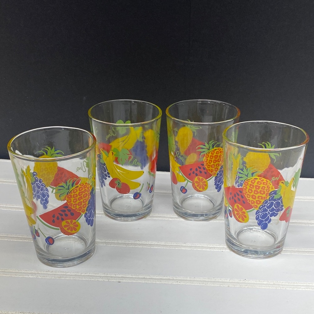 Firna Indonesia Juice Glasses with Fruit Pattern Set of Four